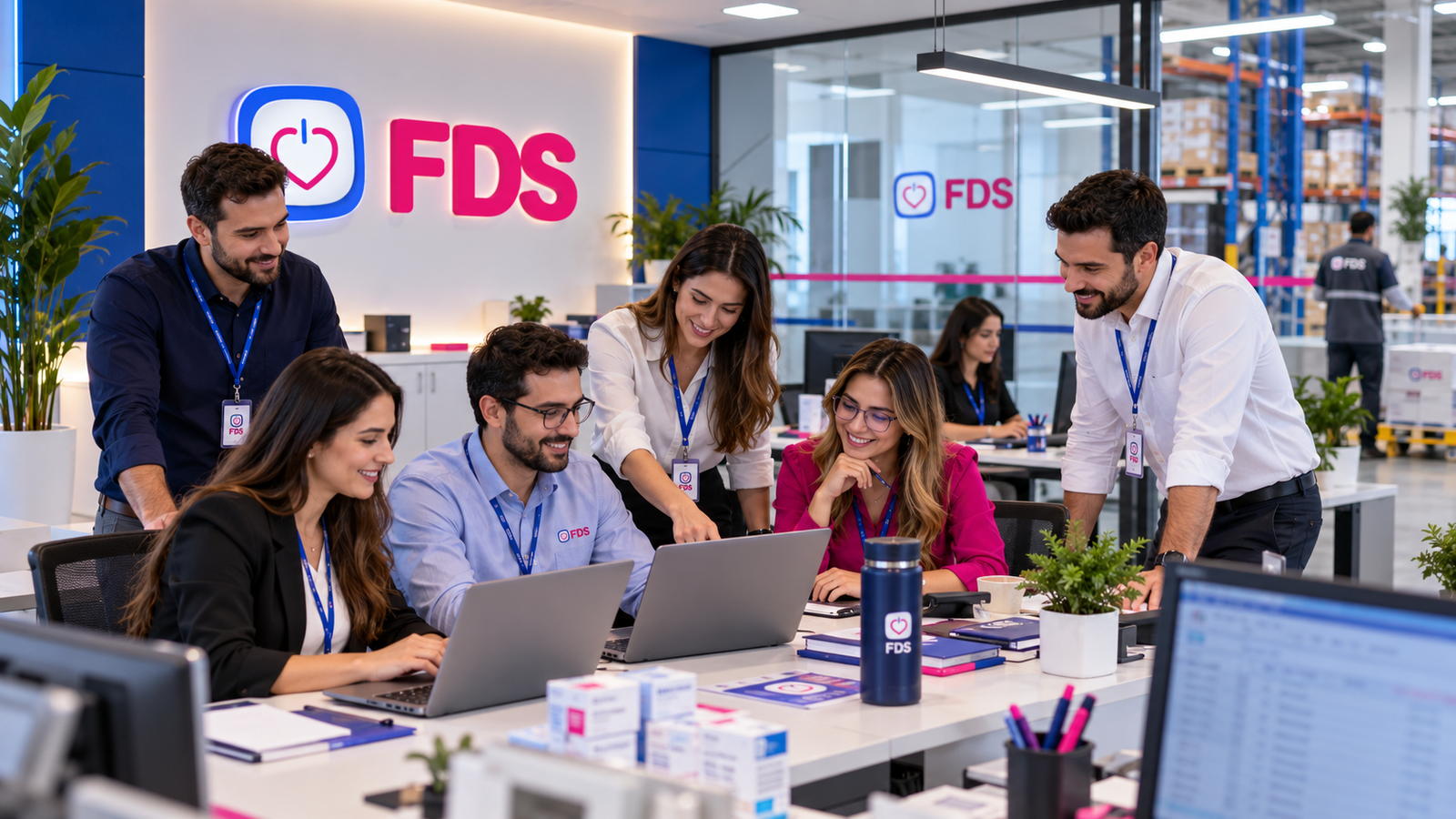 Equipo de trabajo FDS colaborando en una oficina